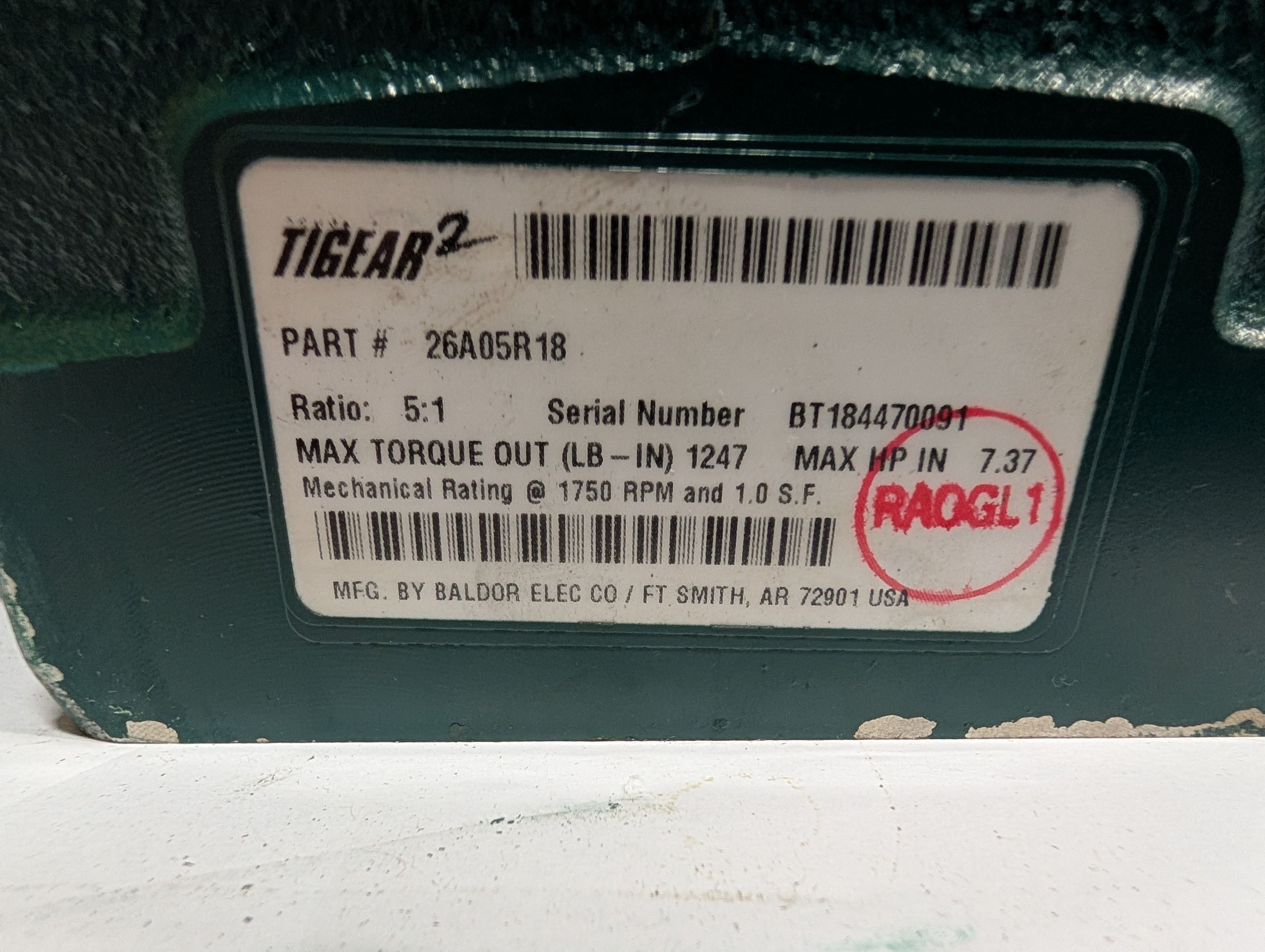 Dodge Tigear - 5:1 Gear Reducer - 26A05R18 - Document 4