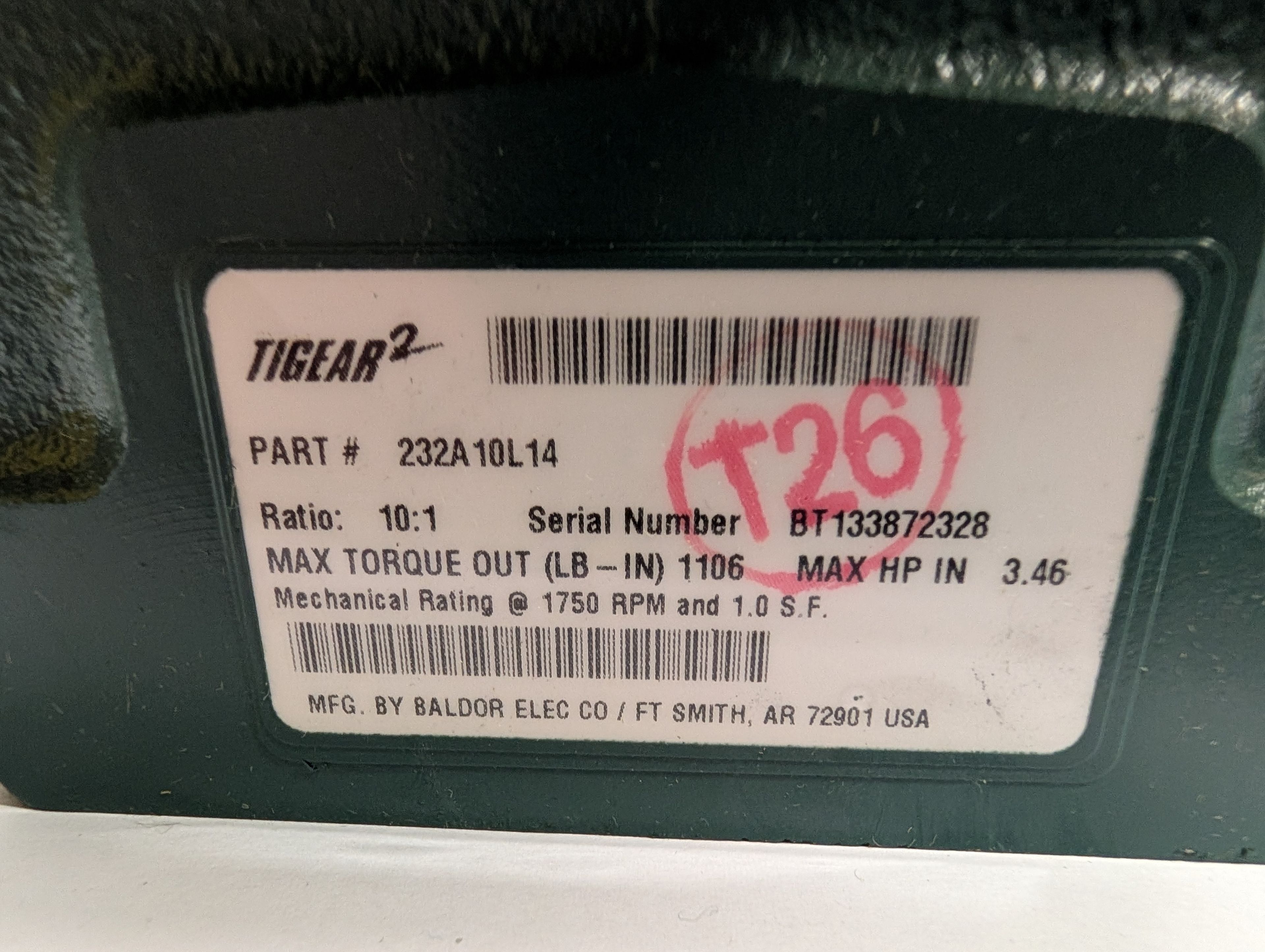 Dodge Tigear - 10:1 Gear Reducer - 232A10L14 - Document 3